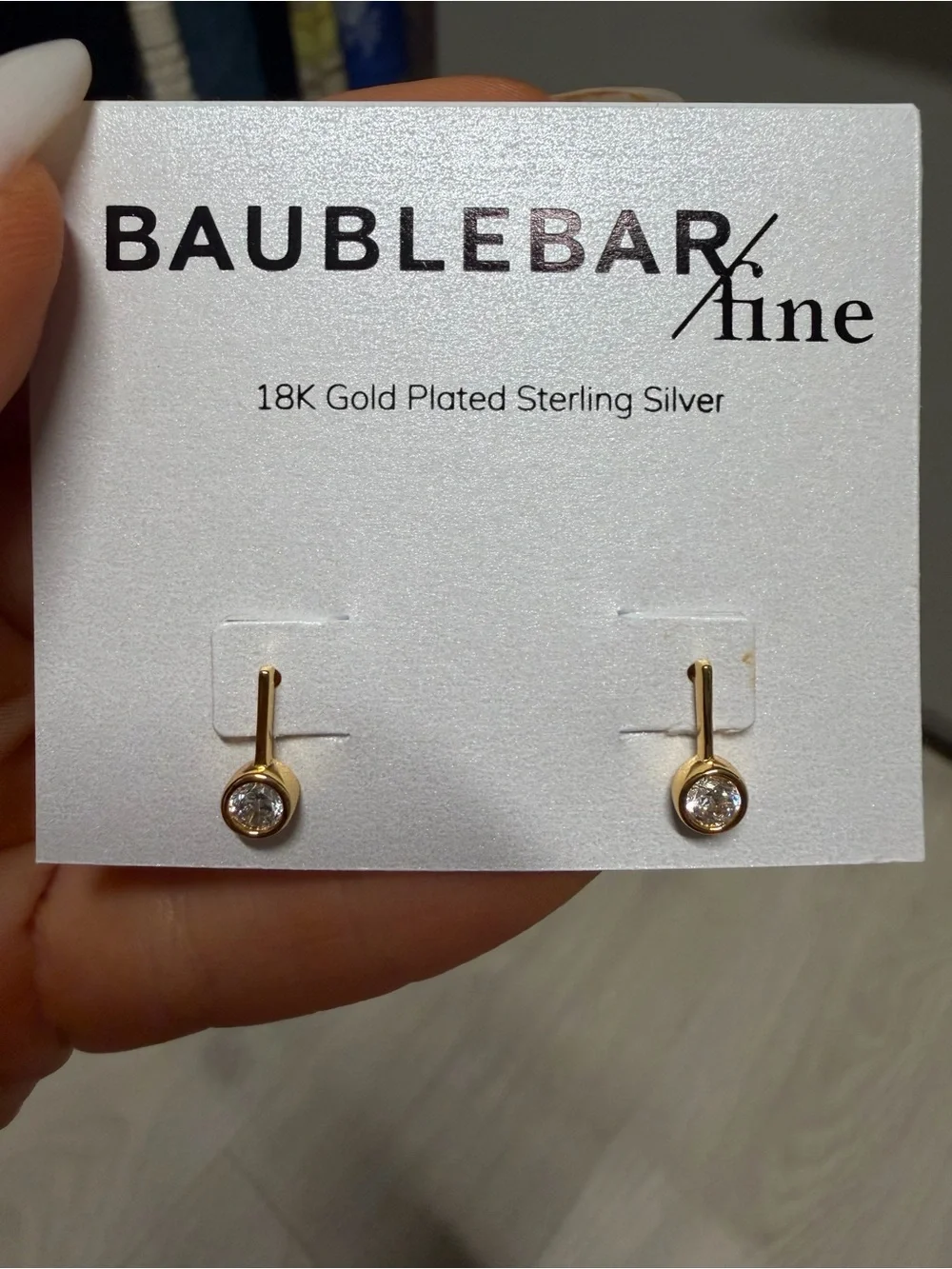 BaubleBar Gold Plated CZ Drop Stud Earrings - Gold